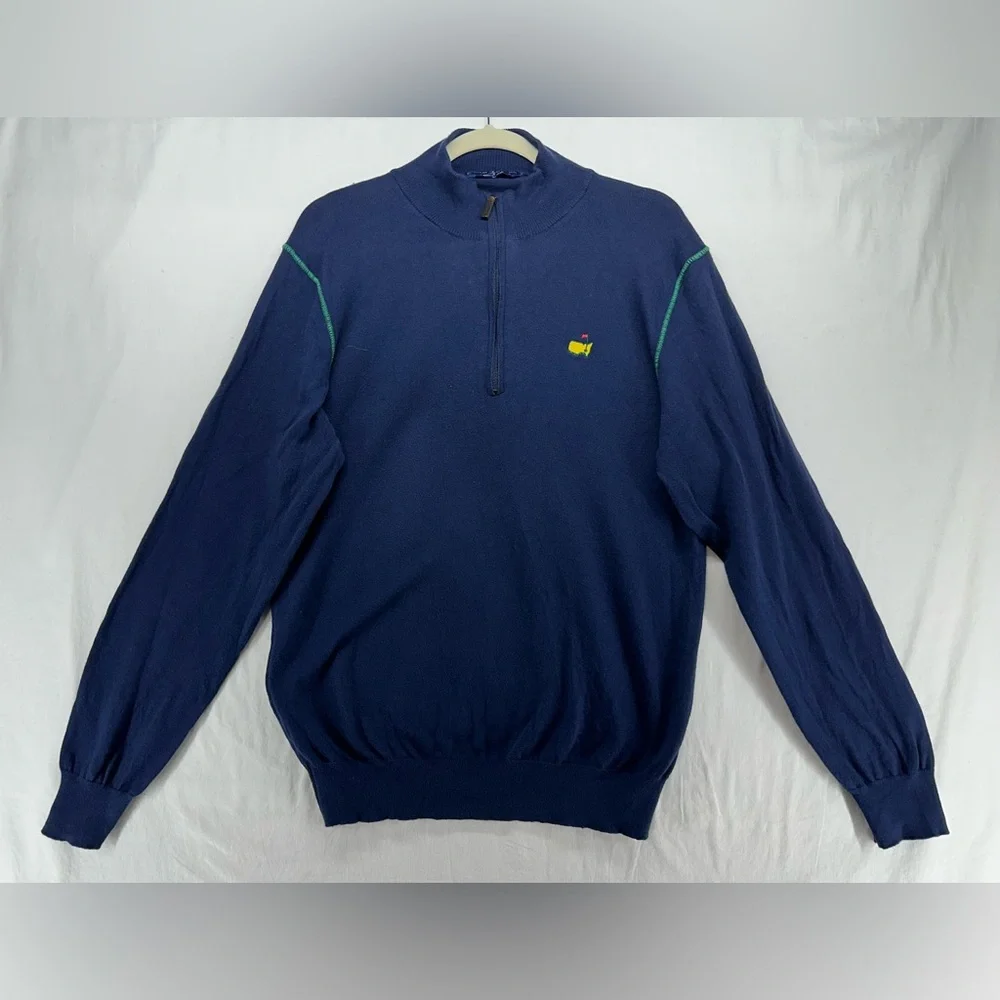Clubhouse Collection‎ Masters 1/4 Zip Sweater Cashmere Blend Navy Mens Size M
